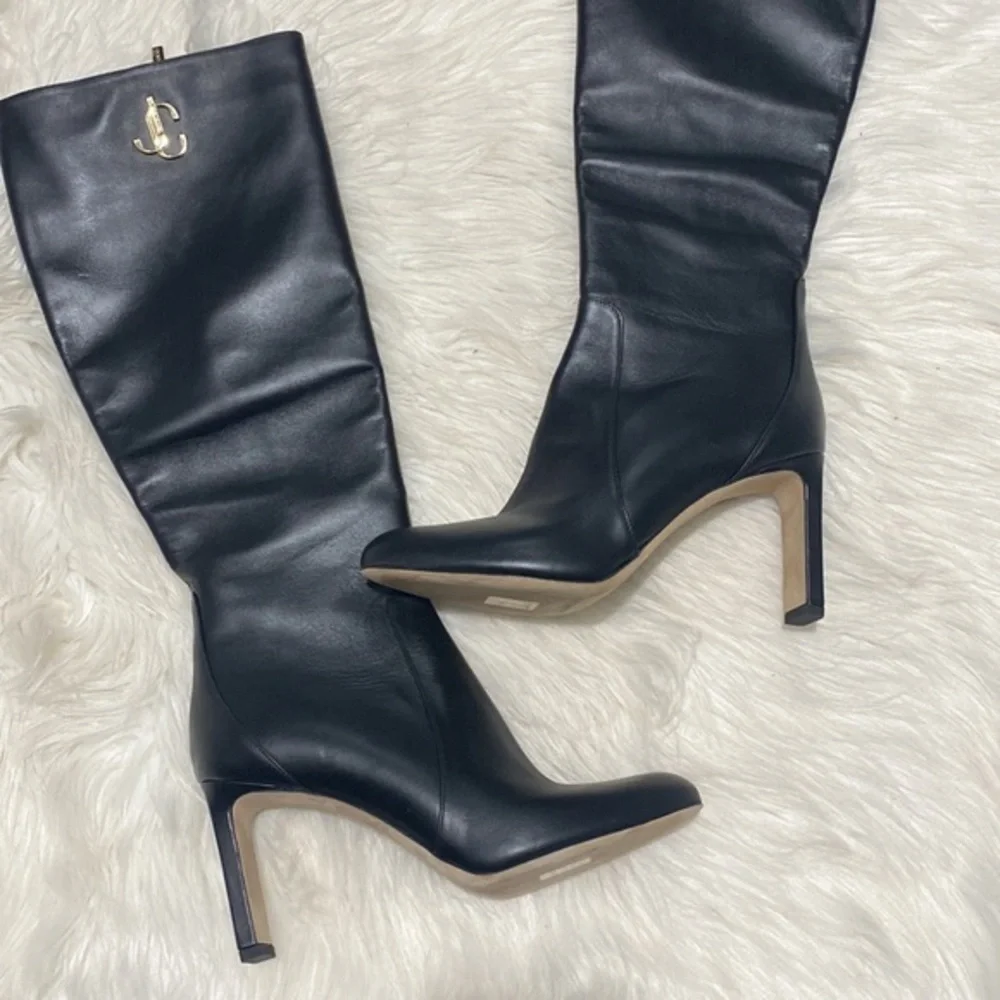 Jimmy Choo Shiny calfskin Mahesa 85 Knee high boots size‎ 38.5